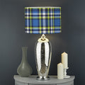 Blue Green And White Plaid Pattern Print Drum Lamp Shade