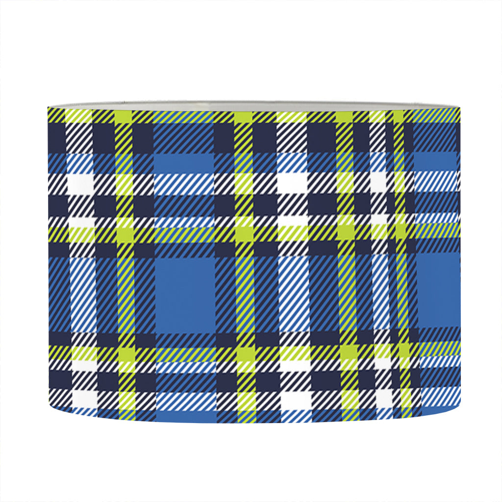 Blue Green And White Plaid Pattern Print Drum Lamp Shade