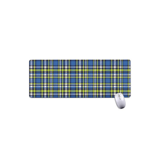 Blue Green And White Plaid Pattern Print Extended Mouse Pad