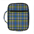 Blue Green And White Plaid Pattern Print Front Pocket Bible Bag