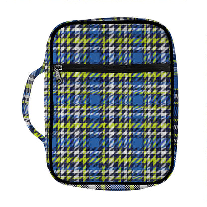 Blue Green And White Plaid Pattern Print Front Pocket Bible Bag