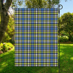 Blue Green And White Plaid Pattern Print Garden Flag