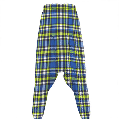 Blue Green And White Plaid Pattern Print Hammer Pants