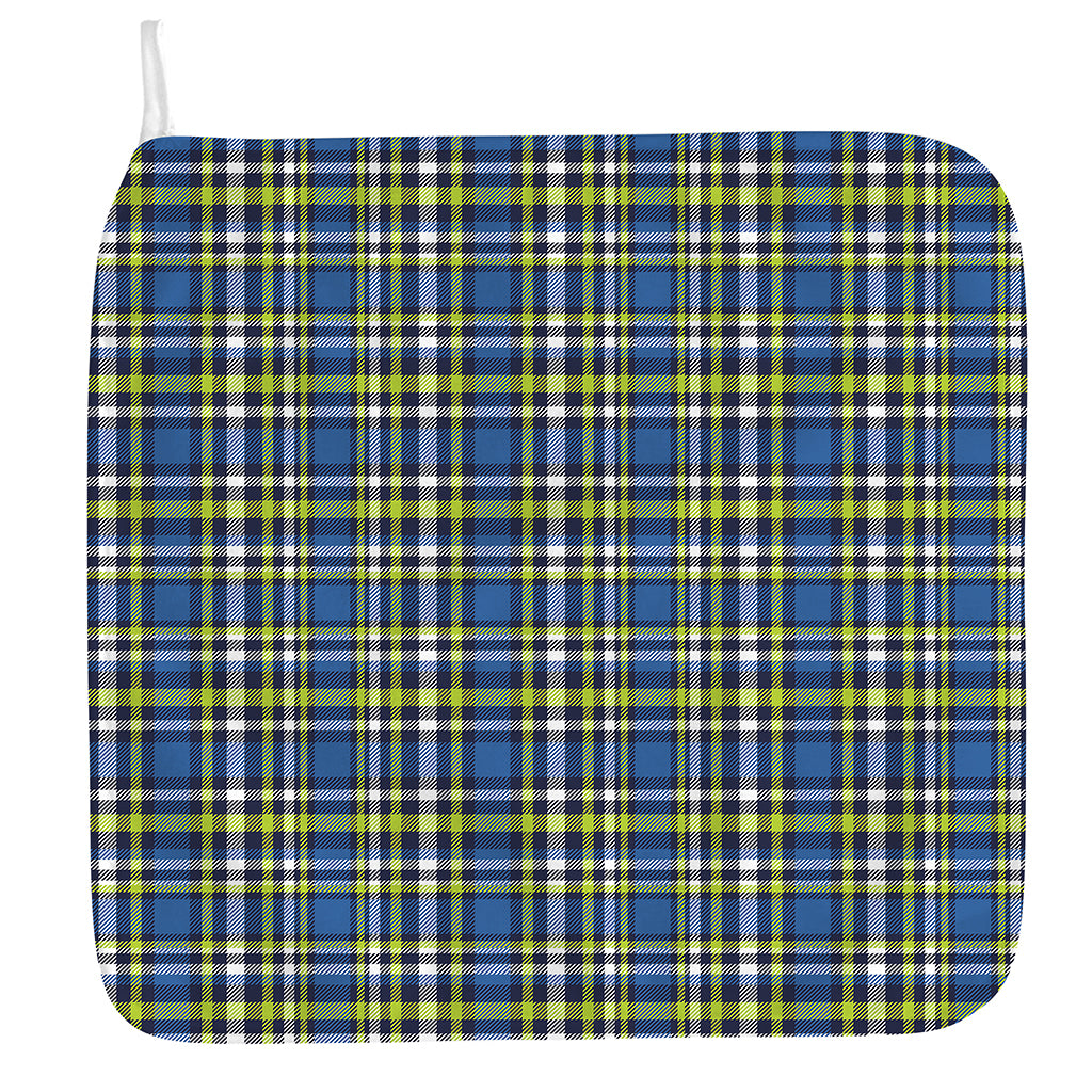 Blue Green And White Plaid Pattern Print Hand Towel