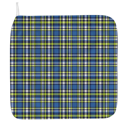 Blue Green And White Plaid Pattern Print Hand Towel