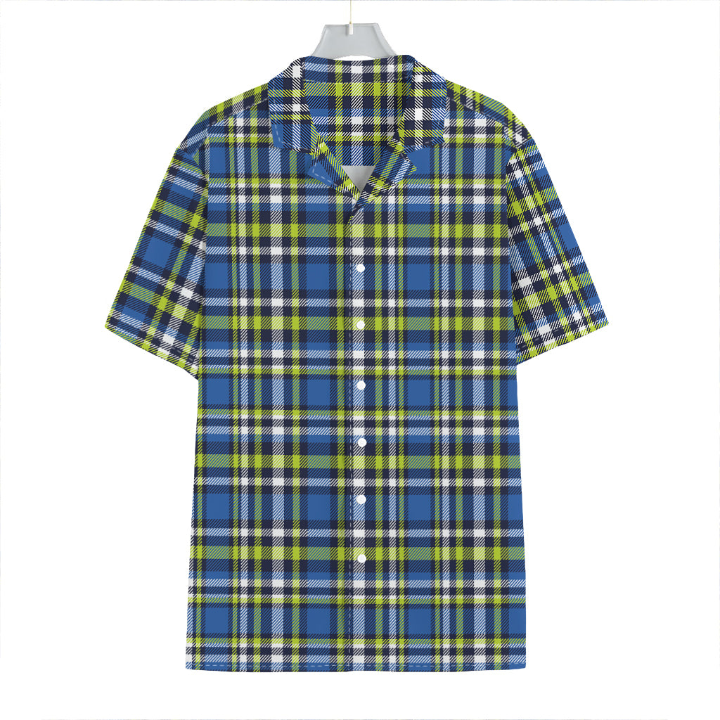 Blue Green And White Plaid Pattern Print Hawaiian Shirt