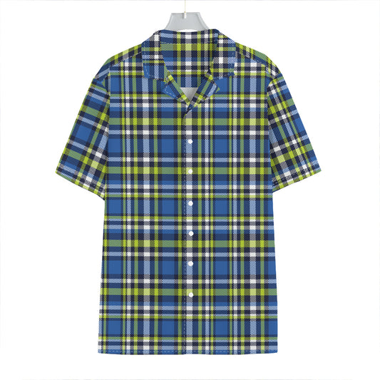 Blue Green And White Plaid Pattern Print Hawaiian Shirt