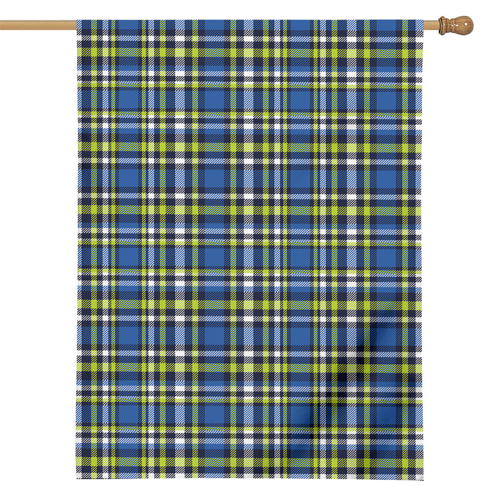 Blue Green And White Plaid Pattern Print House Flag