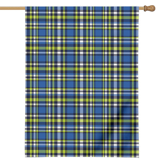 Blue Green And White Plaid Pattern Print House Flag