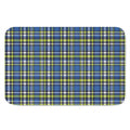 Blue Green And White Plaid Pattern Print Indoor Door Mat