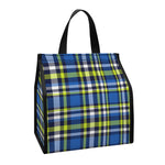 Blue Green And White Plaid Pattern Print Insulated Lunch Tote