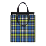 Blue Green And White Plaid Pattern Print Insulated Lunch Tote