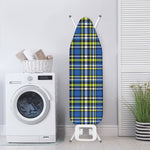 Blue Green And White Plaid Pattern Print Ironing Board Cover
