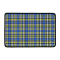Blue Green And White Plaid Pattern Print Kitchen Mat