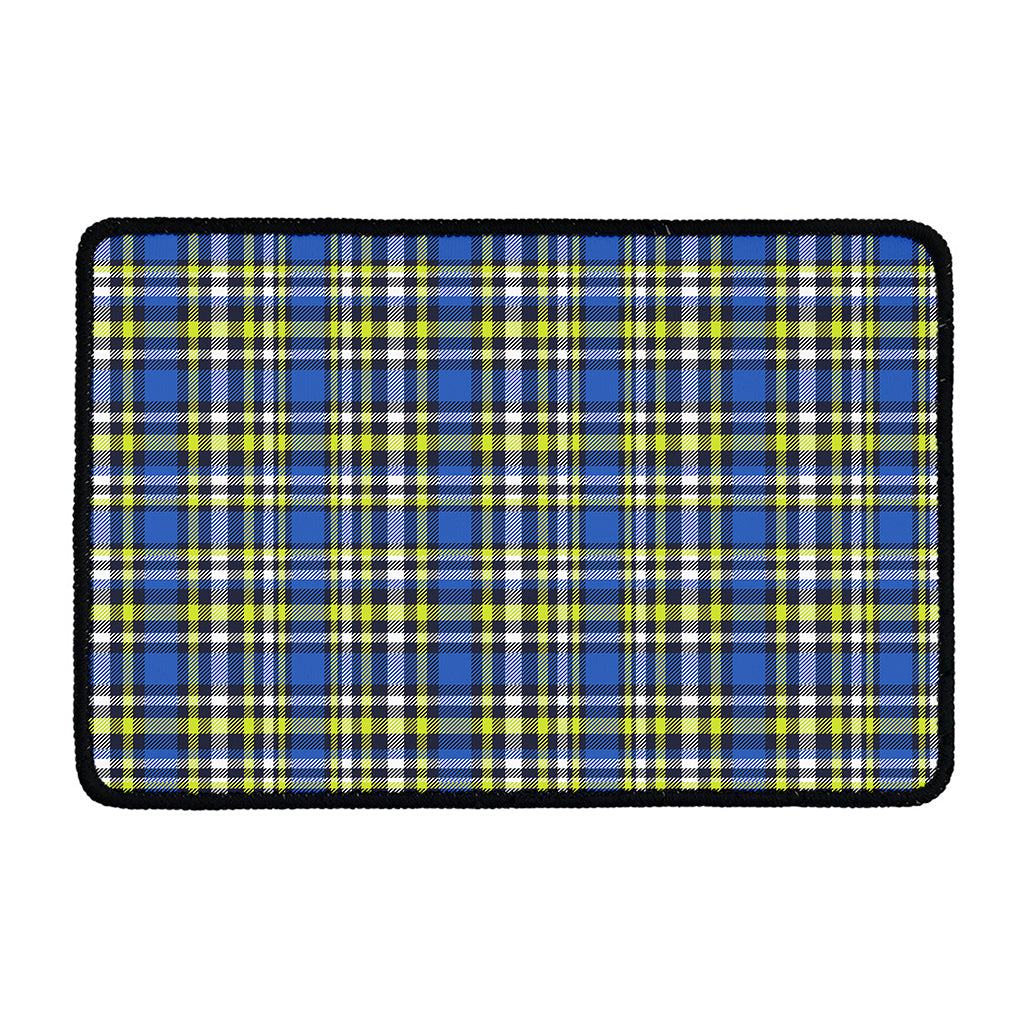 Blue Green And White Plaid Pattern Print Kitchen Mat