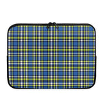 Blue Green And White Plaid Pattern Print Laptop Sleeve