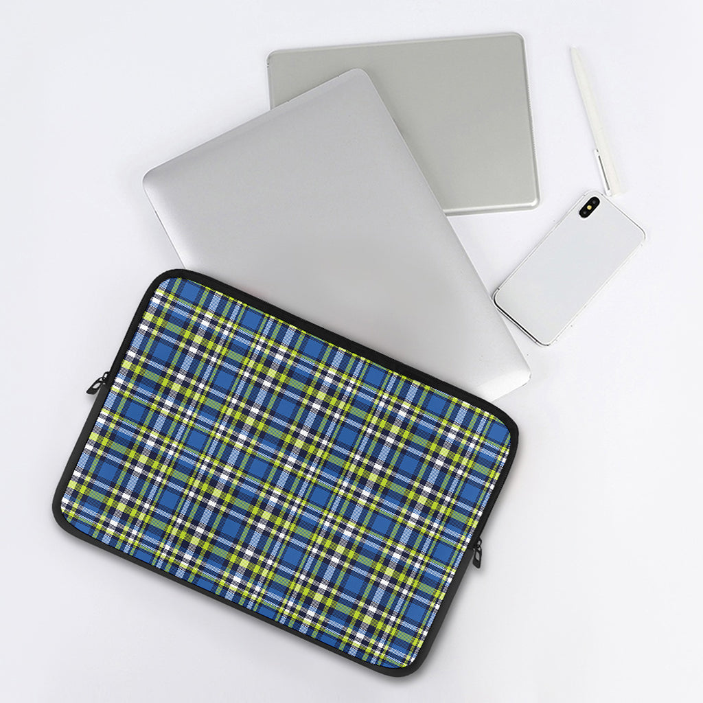 Blue Green And White Plaid Pattern Print Laptop Sleeve