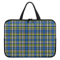 Blue Green And White Plaid Pattern Print Laptop Sleeve With Handle