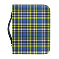 Blue Green And White Plaid Pattern Print Leather Bible Cover
