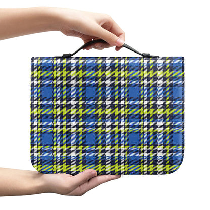 Blue Green And White Plaid Pattern Print Leather Bible Cover