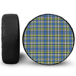 Blue Green And White Plaid Pattern Print Leather Spare Tire Cover