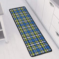 Blue Green And White Plaid Pattern Print Long Kitchen Mat