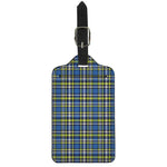 Blue Green And White Plaid Pattern Print Luggage Tag