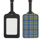 Blue Green And White Plaid Pattern Print Luggage Tag