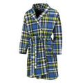 Blue Green And White Plaid Pattern Print Men's Bathrobe