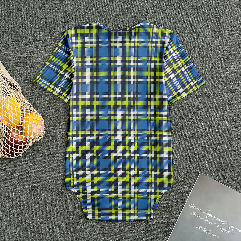 Blue Green And White Plaid Pattern Print Men's Bodysuit