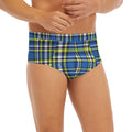 Blue Green And White Plaid Pattern Print Men's Briefs