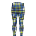 Blue Green And White Plaid Pattern Print Men's Leggings