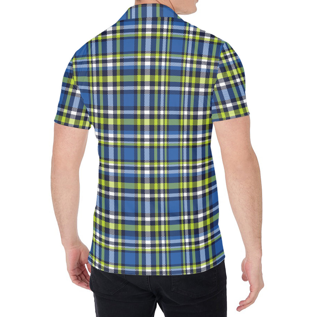 Blue Green And White Plaid Pattern Print Men's Shirt