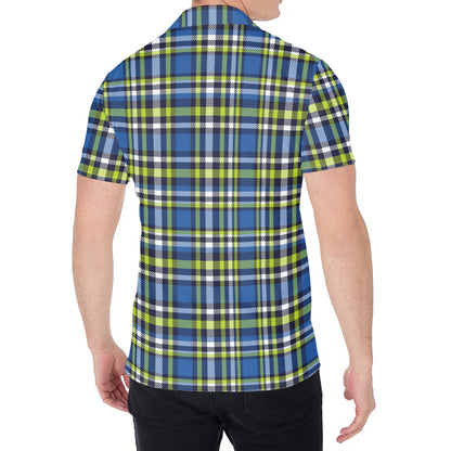 Blue Green And White Plaid Pattern Print Men's Shirt