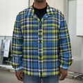 Blue Green And White Plaid Pattern Print Men's Shirt Jacket