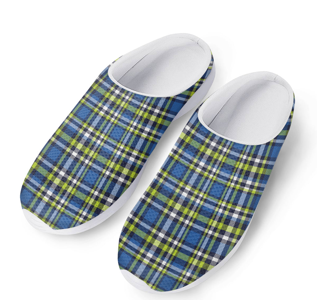 Blue Green And White Plaid Pattern Print Mesh Casual Shoes