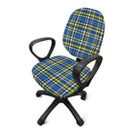 Blue Green And White Plaid Pattern Print Office Chair Cover