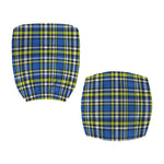 Blue Green And White Plaid Pattern Print Office Chair Cover