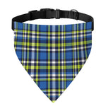 Blue Green And White Plaid Pattern Print Over The Collar Dog Bandana