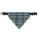 Blue Green And White Plaid Pattern Print Over The Collar Dog Bandana