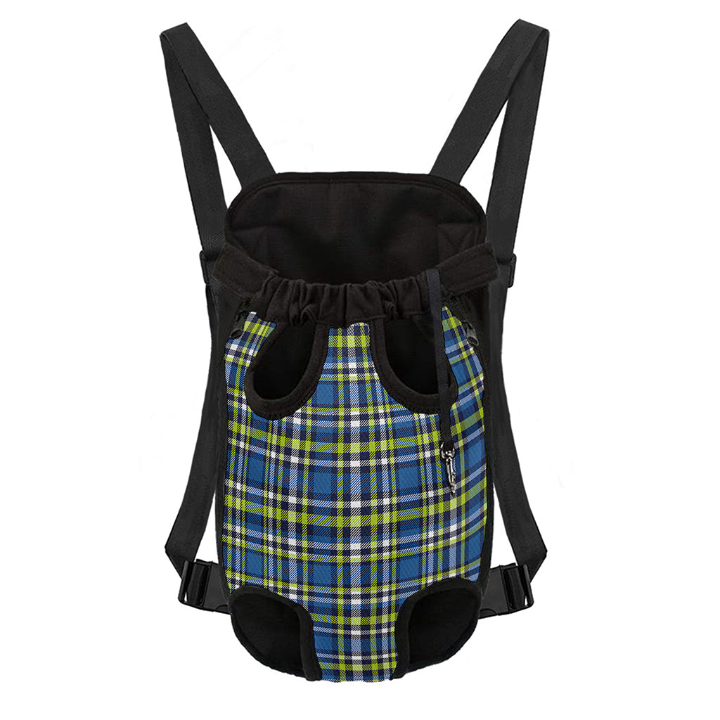 Blue Green And White Plaid Pattern Print Pet Carrier Backpack