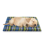 Blue Green And White Plaid Pattern Print Pet Cooling Mat Cover