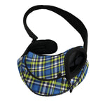 Blue Green And White Plaid Pattern Print Pet Sling Carrier