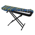 Blue Green And White Plaid Pattern Print Piano Keyboard Cover