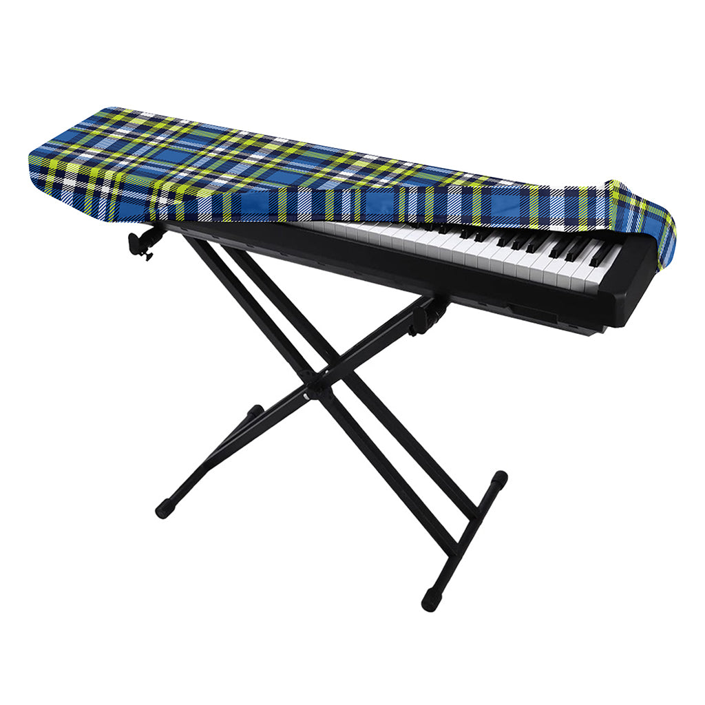Blue Green And White Plaid Pattern Print Piano Keyboard Cover