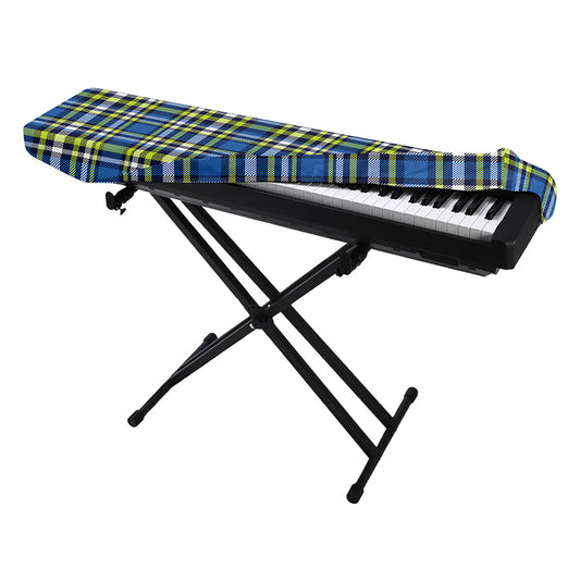 Blue Green And White Plaid Pattern Print Piano Keyboard Cover