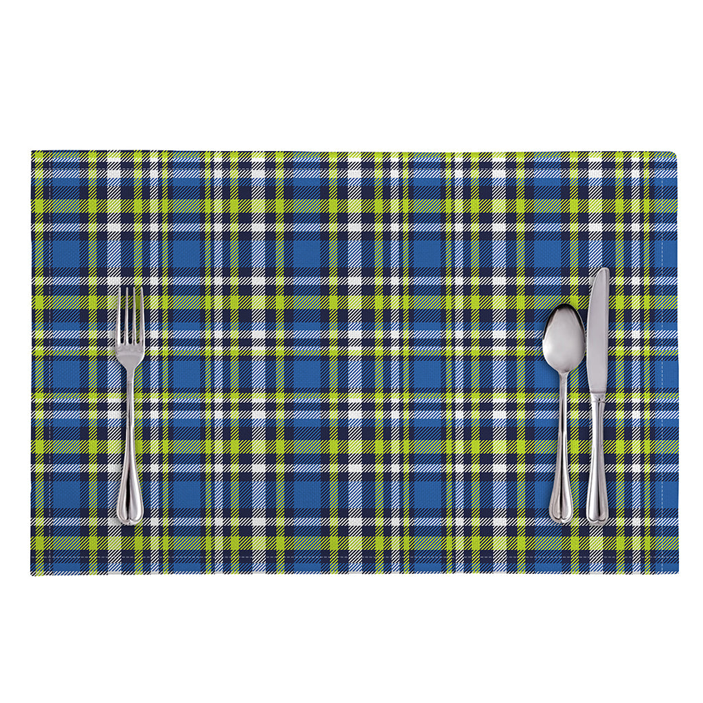 Blue Green And White Plaid Pattern Print Placemat