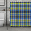 Blue Green And White Plaid Pattern Print Polyester Shower Curtain