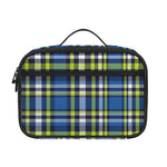 Blue Green And White Plaid Pattern Print Portable Lunch Bag