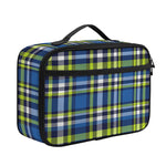 Blue Green And White Plaid Pattern Print Portable Lunch Bag